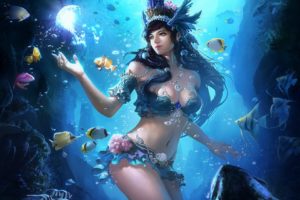 under, Water, Fish, Fantasy, Girl