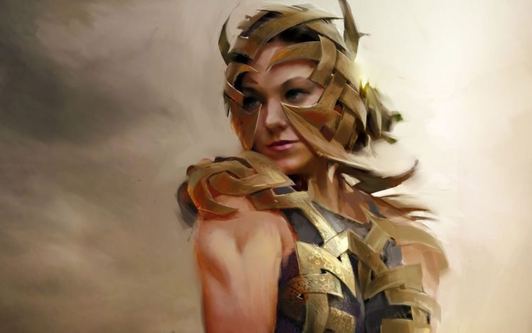 warrior,  , Golden woman art HD Wallpaper Desktop Background