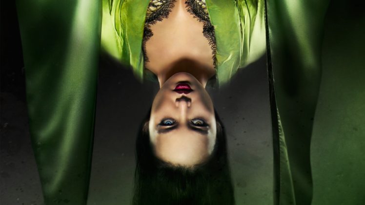 upside, Down,  , Vampire,  , Witch green sleep girl HD Wallpaper Desktop Background