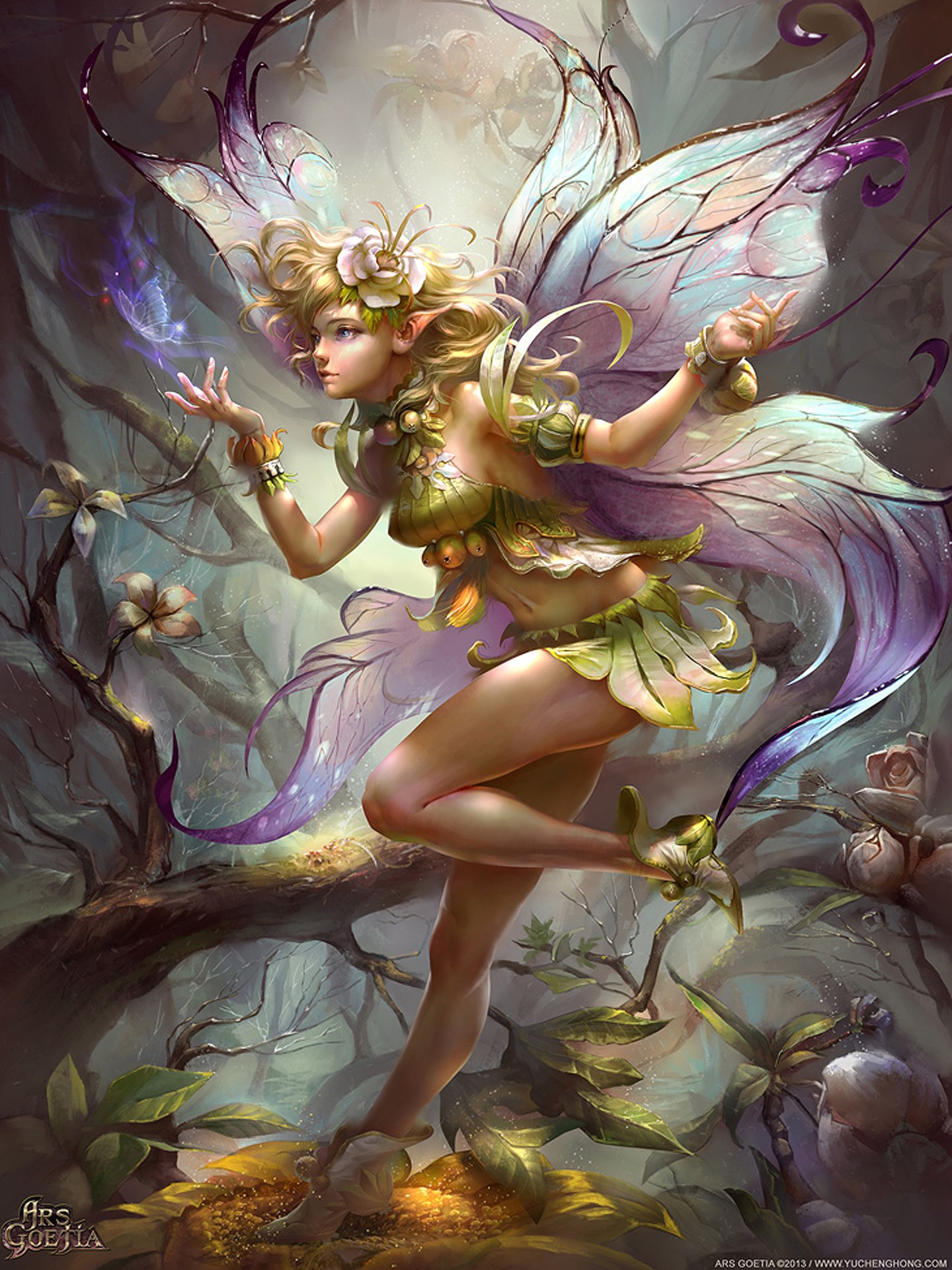 fairy, Fantasy, Forest, Tree, Flower, Girl, Wings Wallpaper