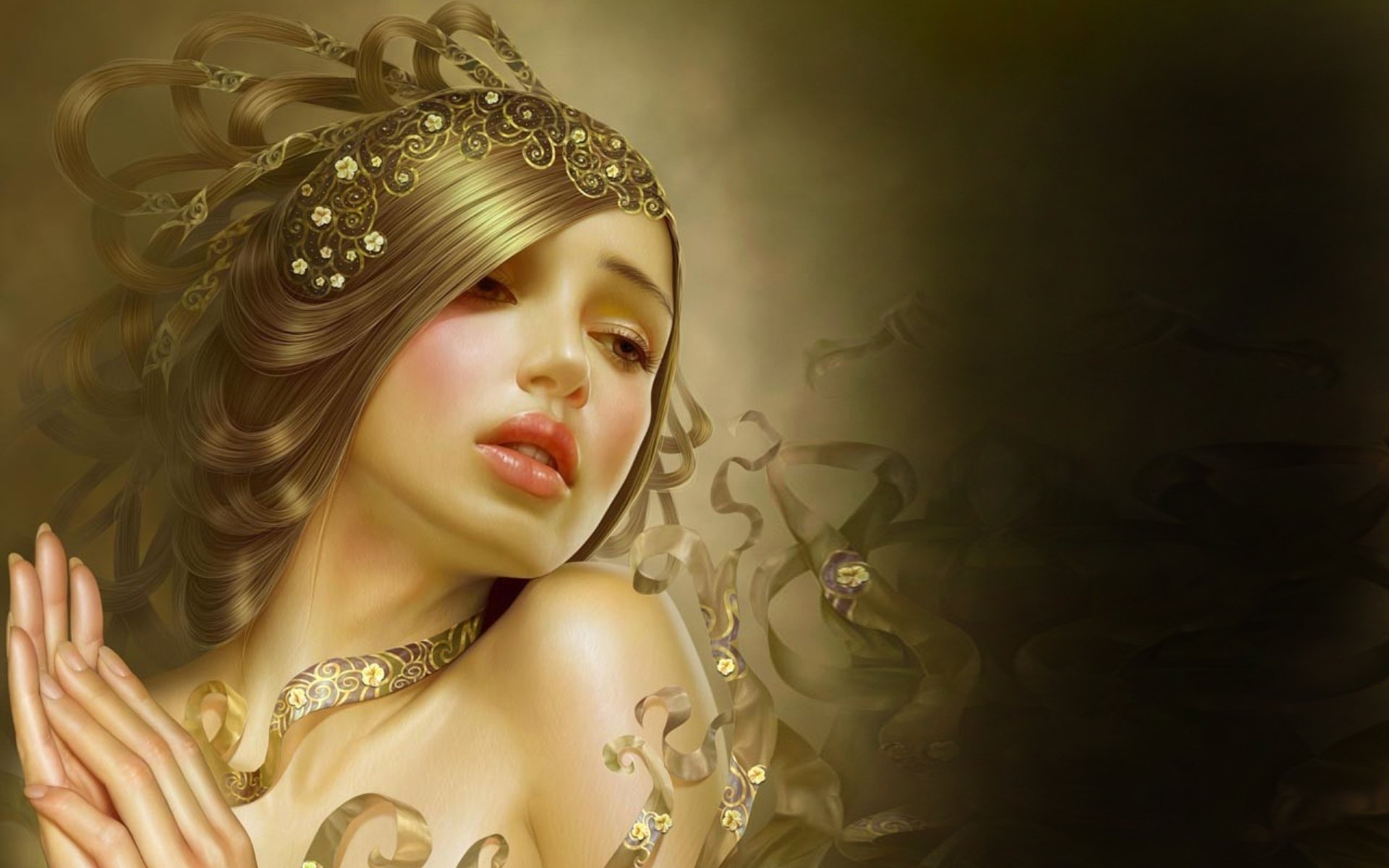 fantasy,  , Women, Beautiful, Flower, Lips, Pink Wallpaper