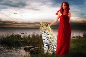 red, Tiger, Fantasy, Leopard, Wild, Lady, Jessica