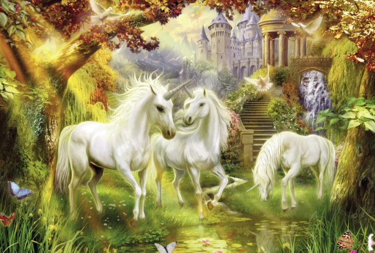 unicorn, Fantasy, Horse, Tree, Forest, Animal HD Wallpaper Desktop Background
