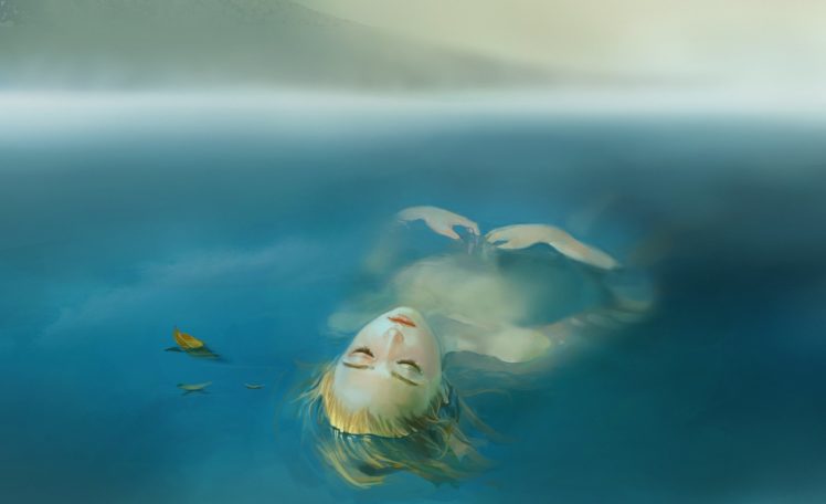 girl, Lake, Water, Is, Fog, Tear, Leaves, Hair, Face HD Wallpaper Desktop Background