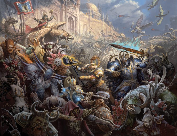 war, Battle, Empire, Chaos, Magi, Warriors, Dwarves, Griffins, Orcs, Elves, Gretchin, Castle, Magic, Assault, Siege HD Wallpaper Desktop Background