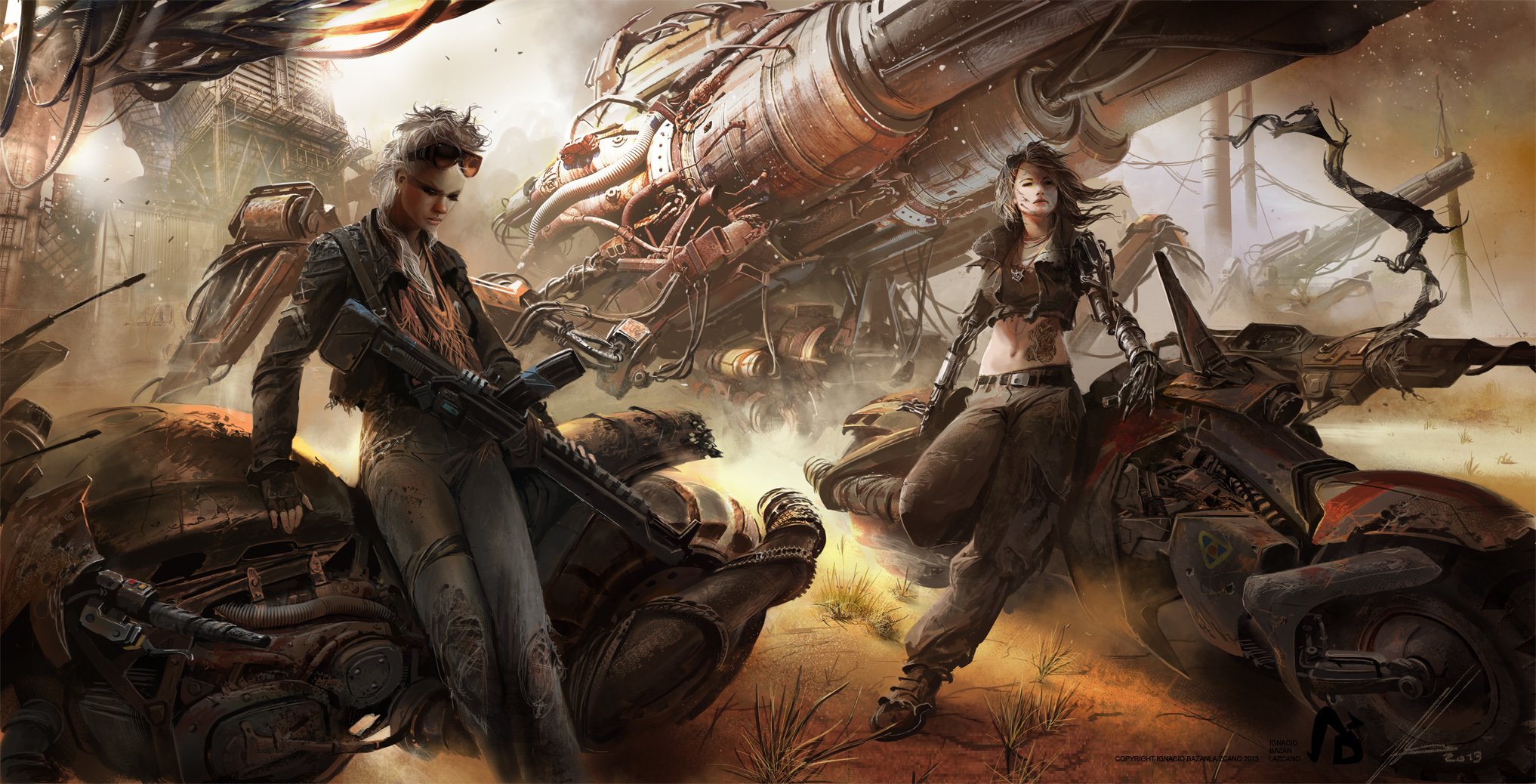 waiting, Girls, Fantasy, Weapons, Motorcycle, Technology, Cool Wallpaper
