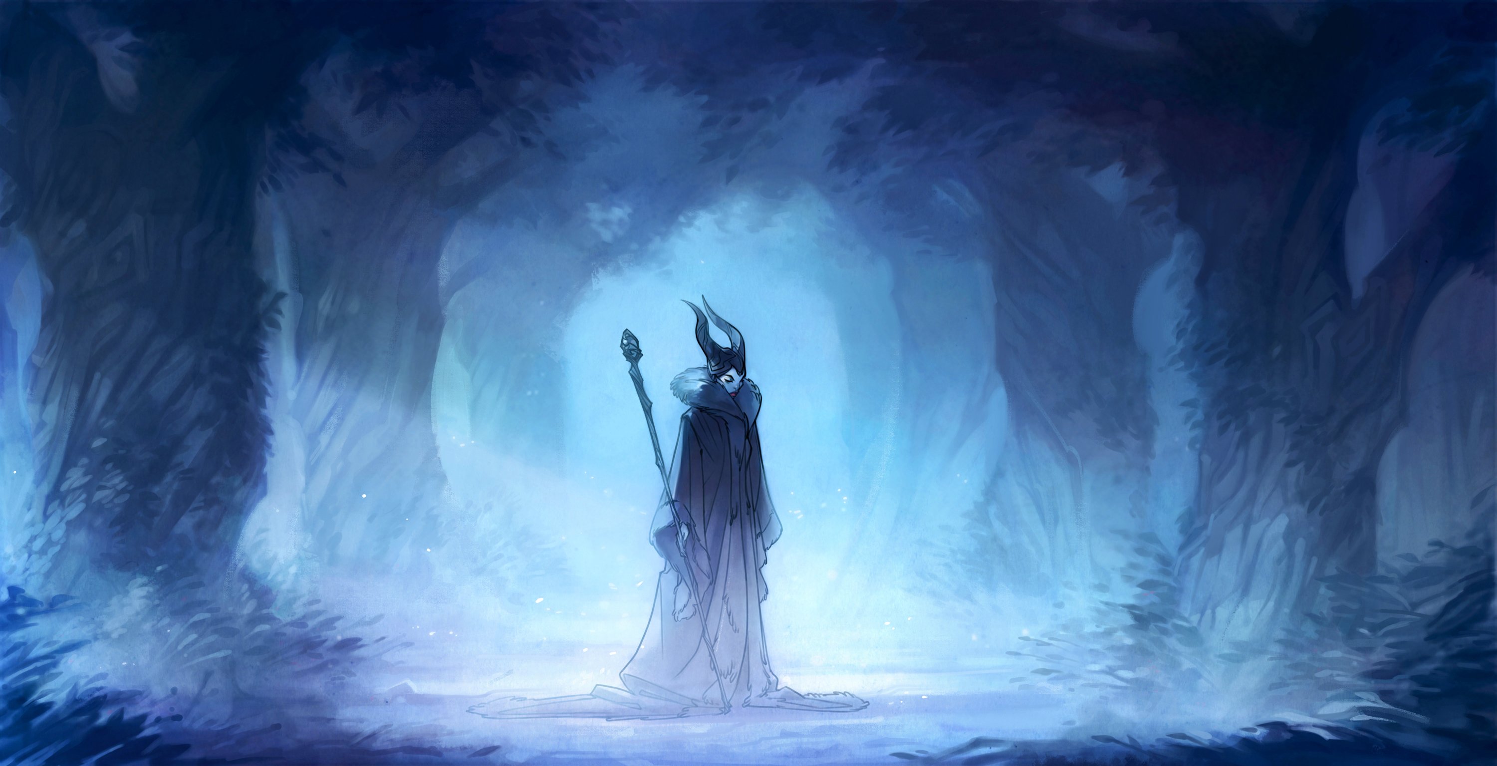 witch, Maleficent, Forest, Art Wallpaper