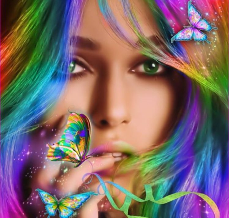 hair, Beautiful, Butterflies, Girl, Colorful Wallpapers HD / Desktop and  Mobile Backgrounds