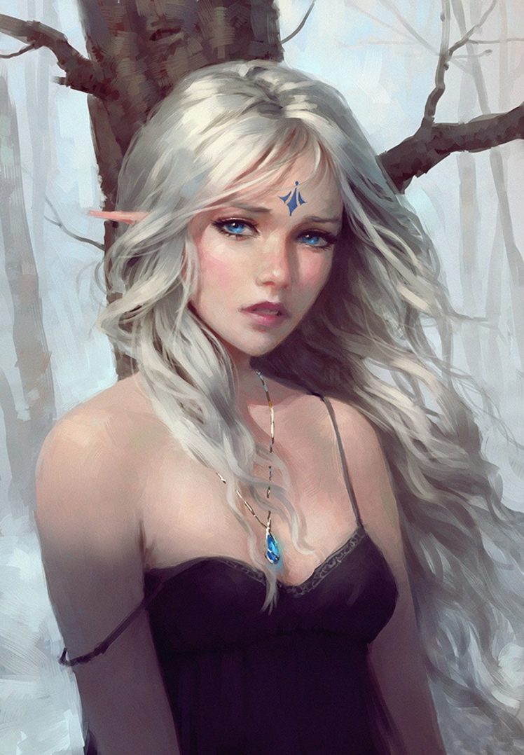 fantasy, Elf, Cry, Girl, Blue, Eyes, Tree, Long, Hair HD Wallpaper Desktop Background