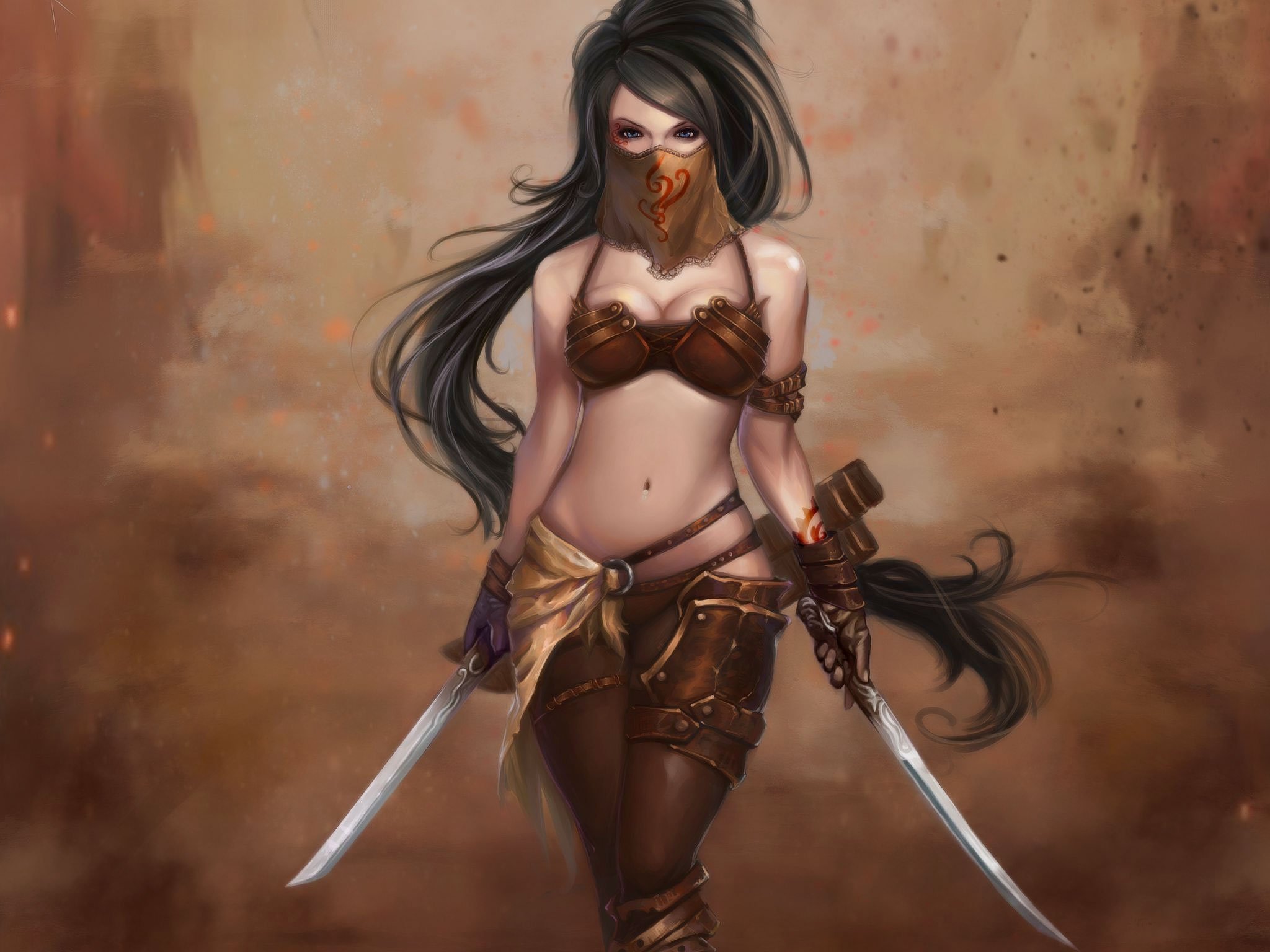 warrior, Girl, Swords, Long, Hair, Beautiful Wallpaper