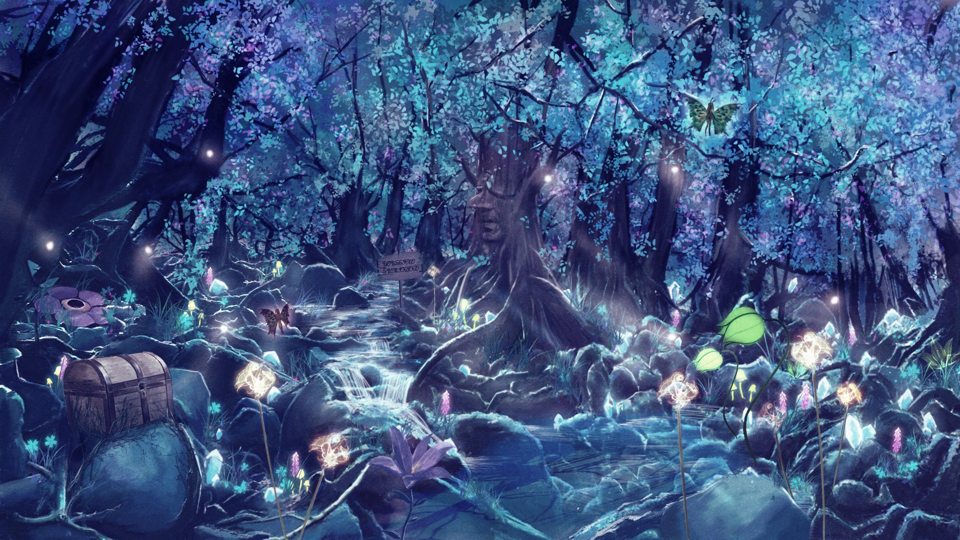 fantastic, World, Fantasy, Animals, Magic, Magical, Forest, Neon, Glow, Colorful Wallpaper