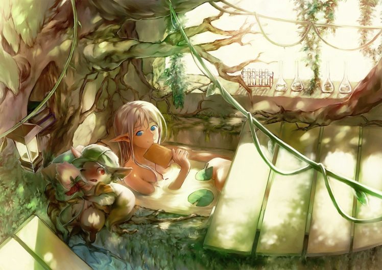 elves, Magical, Animals, Sen, Kawa, Original, Anime, Fantasy, Elf HD Wallpaper Desktop Background