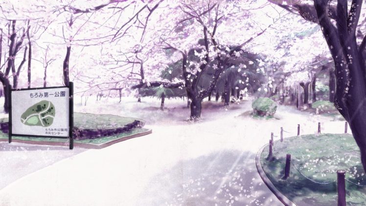 painting, Art, Park, Sakura, Trees, Nature, Original, Petals, Blossoms, Garden, Artwork HD Wallpaper Desktop Background