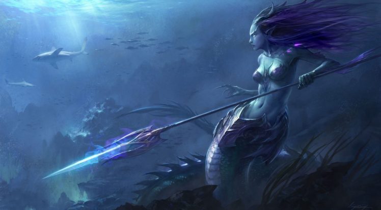 art, Mermaid, Underwater, Serena, Spear HD Wallpaper Desktop Background