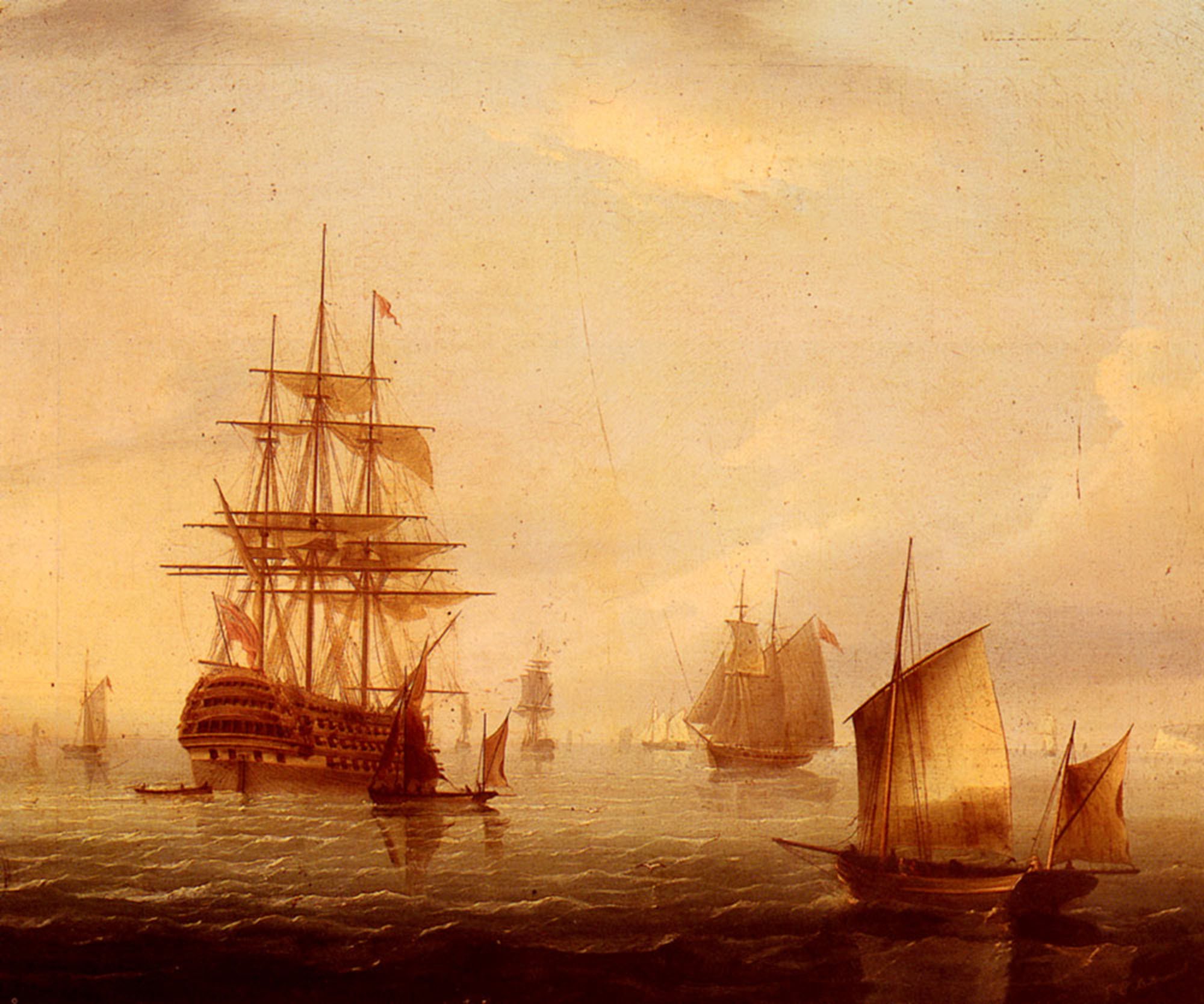 ship, Painting, Boat, Sea, Port Wallpaper