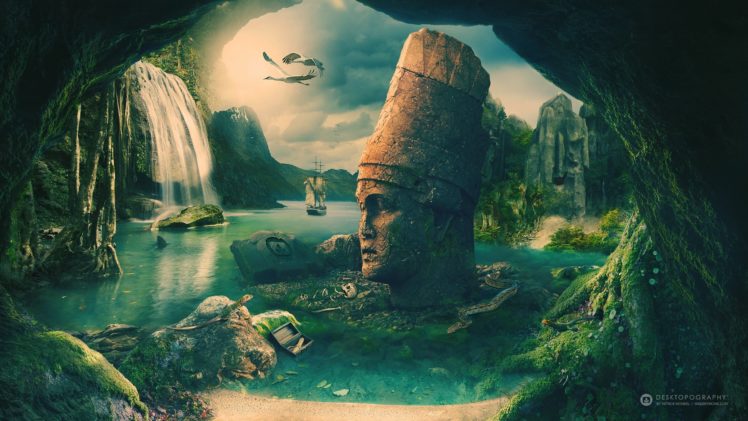 nemrut, Fantasy, Lake, Bird, Landscape HD Wallpaper Desktop Background