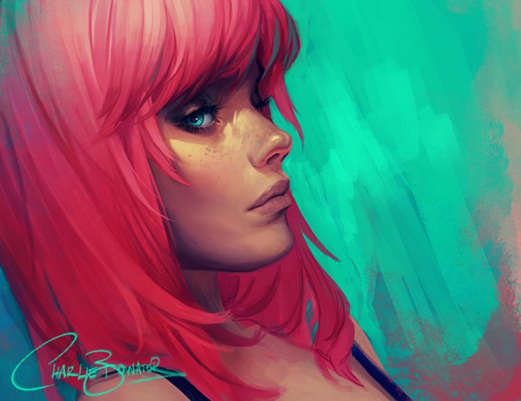pink, Hair, Blue, Eyes, Fantasy, Girl, Face HD Wallpaper Desktop Background