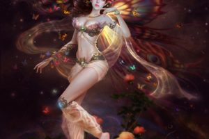 fairy, Fantasy, Girl, Wing, Butterfly, Magic, Flower, Beautiful
