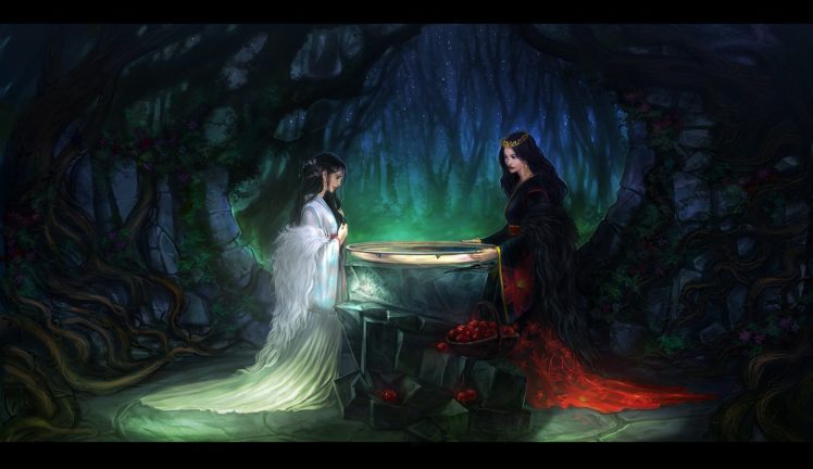 girls, Forest, Fantasy, Dress, White, Witch, Magic, Apple HD Wallpaper Desktop Background