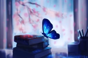 art, Butterfly, Books, Tree, Drawing, Fantasy