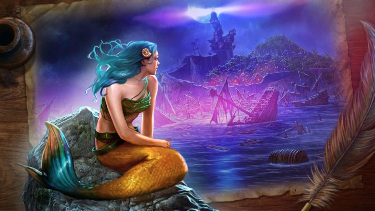 nightmares, From, The, Deep, Mmo, Online, Fantasy, Adventure, Fantasy, Puzzle, 1nftd, Mermaid, Shipwreck, Ship HD Wallpaper Desktop Background