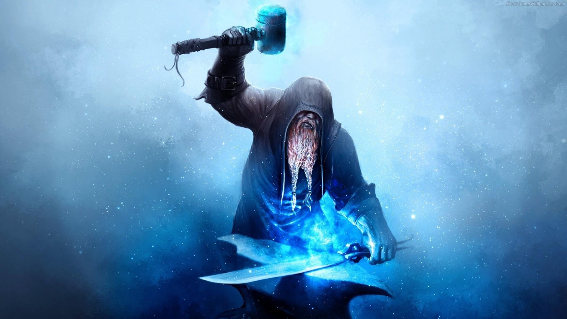 art,  , Beard, Blacksmith, Blue, Braids Wallpaper