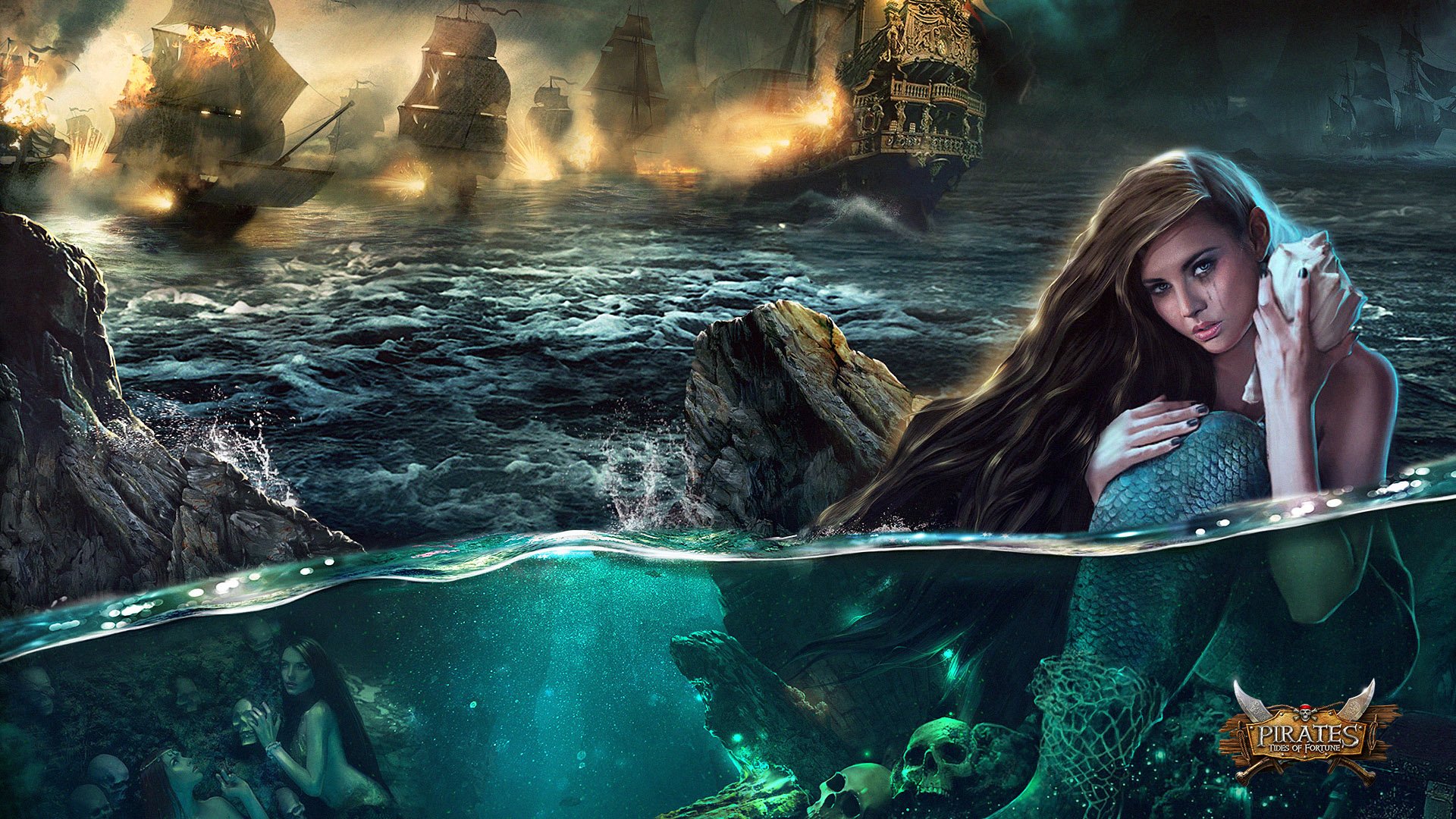 pirates, Tides, Of, Fortune, Strategy, Action, Fighting, Pirate, 1ptf, Mmo, Rts, Online, Warrior, Mermaid, Mood, Artwork Wallpaper