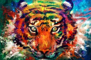 tiger, Tiger, Predator, Carnivore, Cat, Artwork, Psychedelic