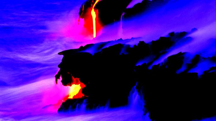 volcano, Mountain, Lava, Nature, Landscape, Mountains, Fire, Psychedelic HD Wallpaper Desktop Background