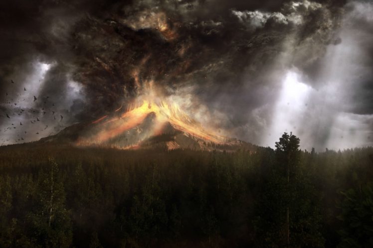 volcano, Mountain, Lava, Nature, Landscape, Mountains, Fire, Artwork HD Wallpaper Desktop Background