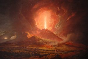 volcano, Mountain, Lava, Nature, Landscape, Mountains, Fire, Artwork, Painting