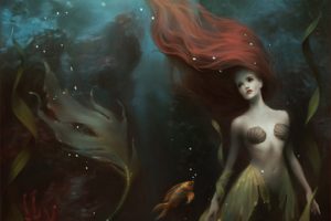 fantasy, Girl, Mermaid, Water, Long, Hair