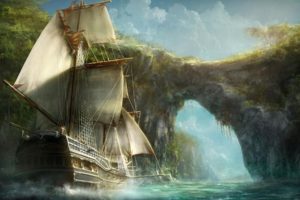fantasy, Ship, Boat, Art, Artwork, Ocean, Sea