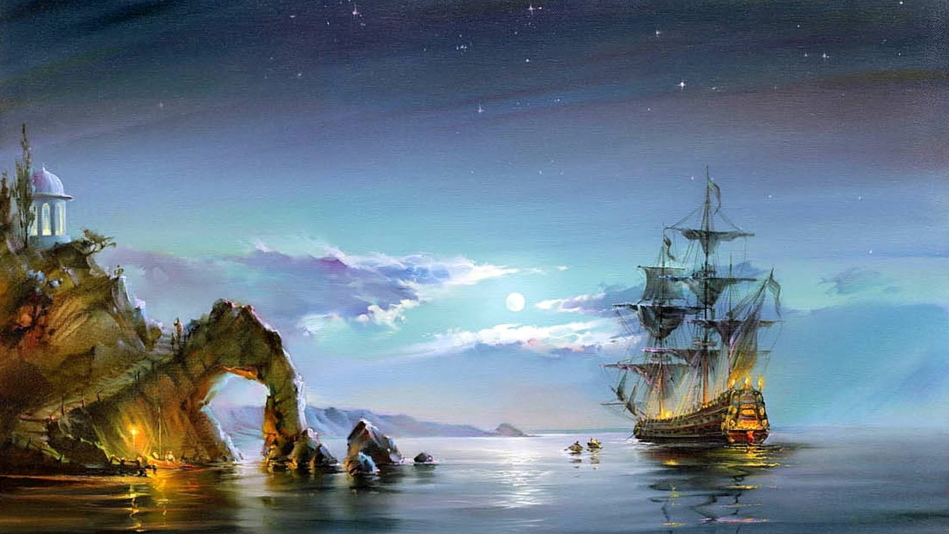 Пиратский корабль картина маслом