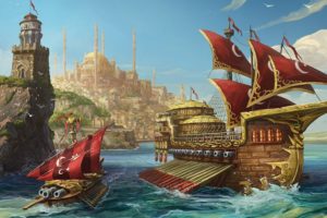 fantasy, Ship, Boat, Art, Artwork, Ocean, Sea