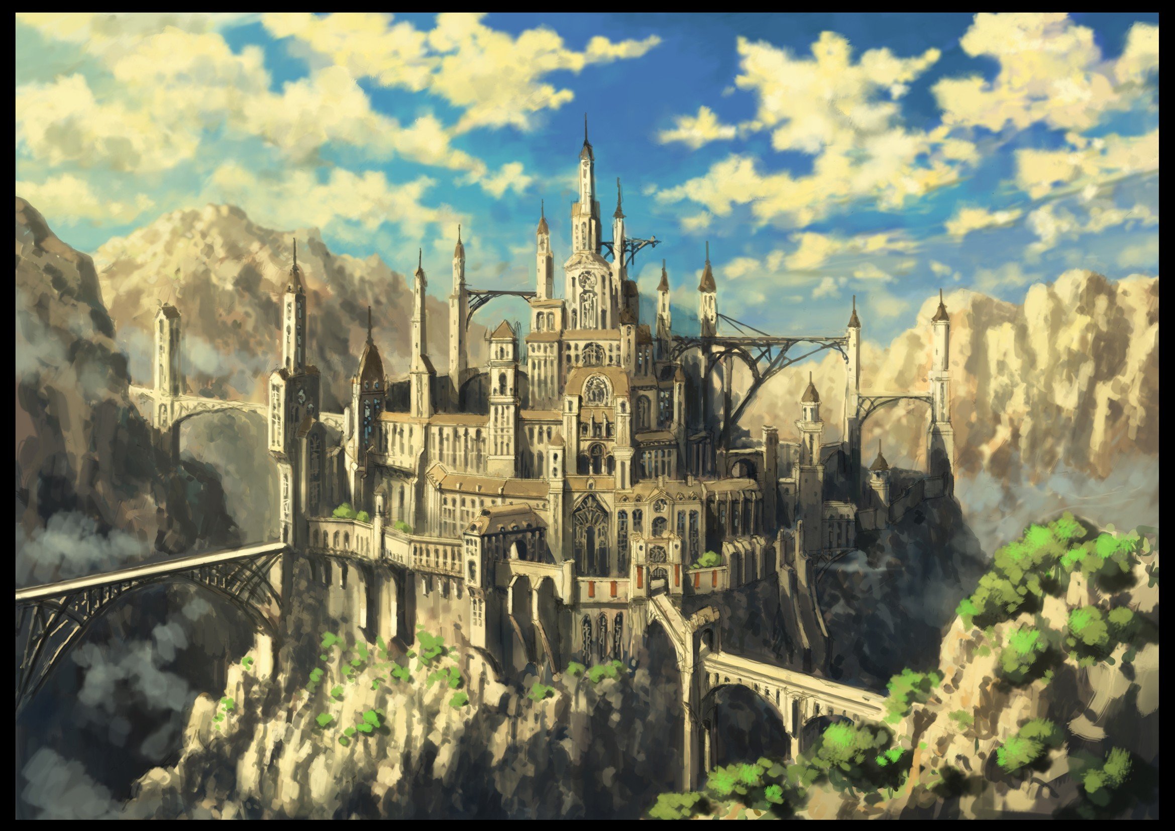 castle, Building, Artwork, Art, Landscape Wallpaper