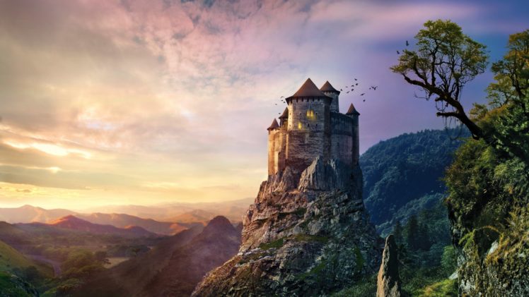 castle, Building, Artwork, Art, Landscape HD Wallpaper Desktop Background
