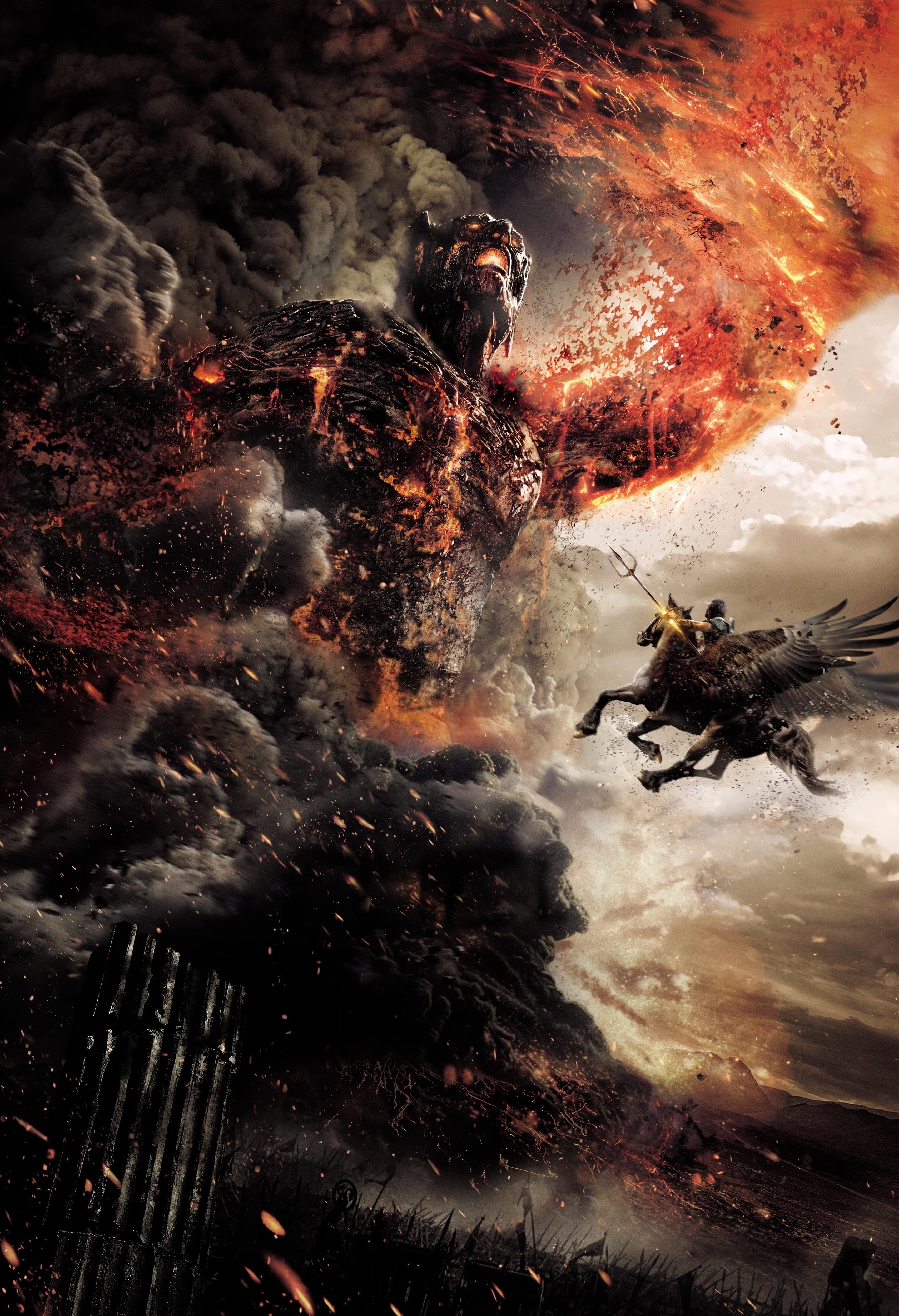 flames, Fire, Volcanoes, Fury, Titans, Pegasus, Fantasy Wallpaper