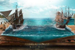 fantasy, Book, Sea, Ship