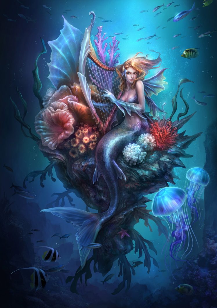fantasy art francis tneh mermaid Wallpapers HD / Desktop and Mobile  Backgrounds