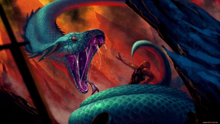 fantasy, Art, Artwork, Creature, Monster, Serpent, Snake, Dragon HD Wallpaper Desktop Background