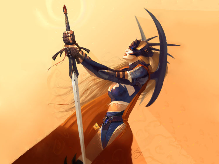 fantasy, Warrior, Warriors, Weapon, Sword, Girl HD Wallpaper Desktop Background