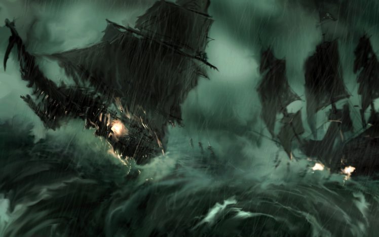 paintings, Rain, Pirate, Ship, Storm, Pirates, Of, The, Caribbean ...