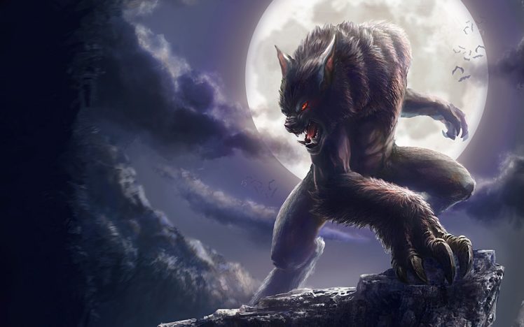 monsters, Moon, Fantasy, Art, Werewolf, Artwork HD Wallpaper Desktop Background