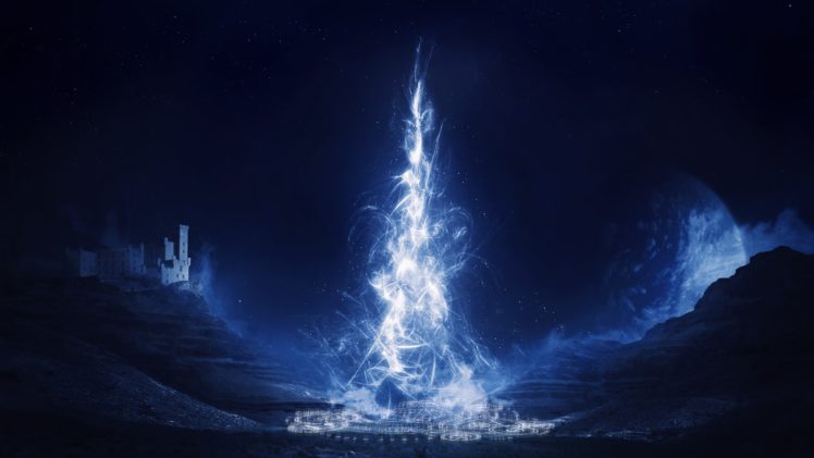 castle, Magic, Night, Blue, Fantasy HD Wallpaper Desktop Background