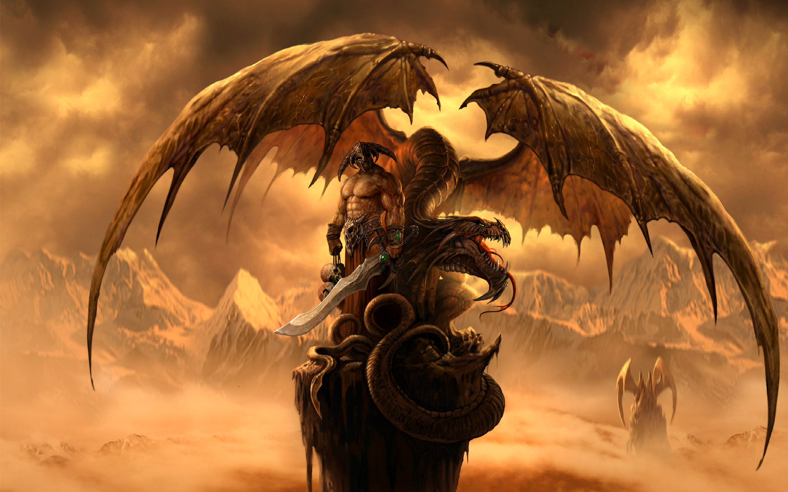 huge, Dragon,  , Fantasy Wallpaper