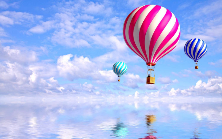 balloons, Water, Reflection HD Wallpaper Desktop Background