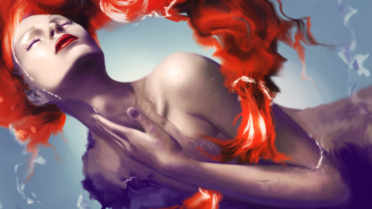 mermaid, Redhead, Girl, Fantasy, Girls HD Wallpaper Desktop Background