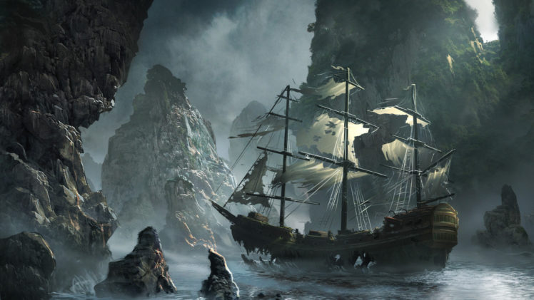 fantasy, Ship, Ships, Wreck, Ruins, Decay, Boat, Art HD Wallpaper Desktop Background