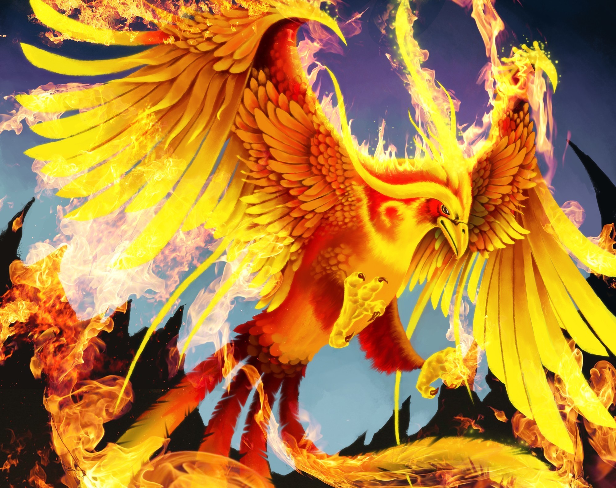 magical, Animals, Birds, Fire, Phoenix, Fantasy Wallpaper